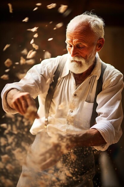 Photo a man with a white beard and a white shirt