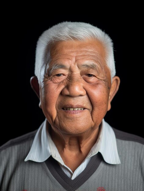 Photo a man with white hair and a black background