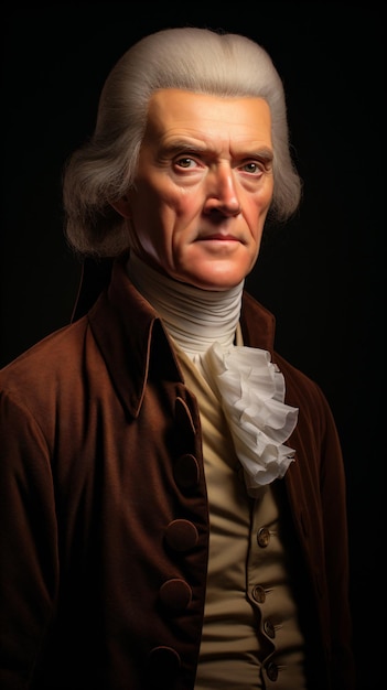 Photo a man with a white hair and a brown jacket