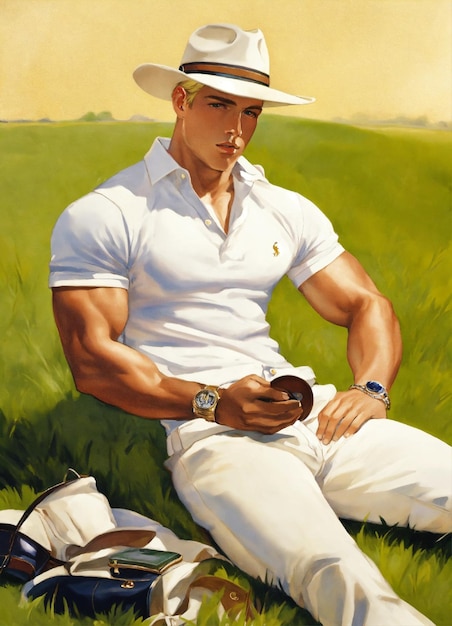 Photo a man with a white hat and a watch on his left arm