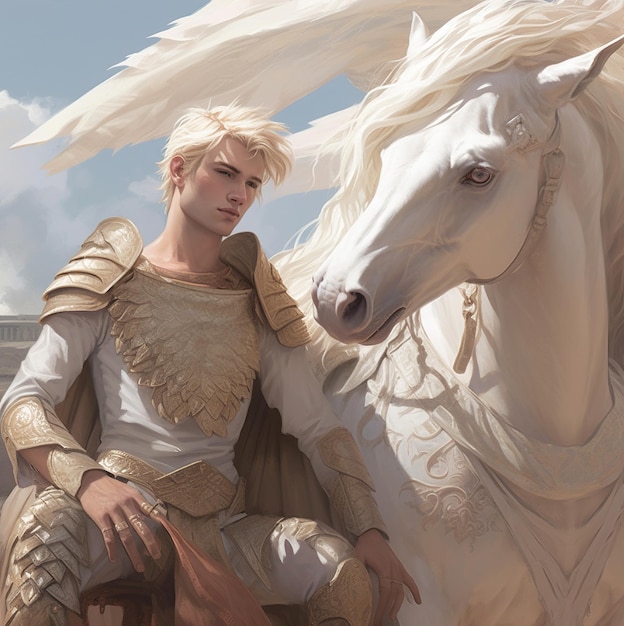 A man with a white horse