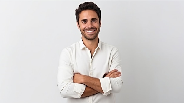 a man with a white shirt that says " smile ".