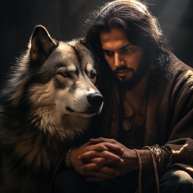 A man With A wolf