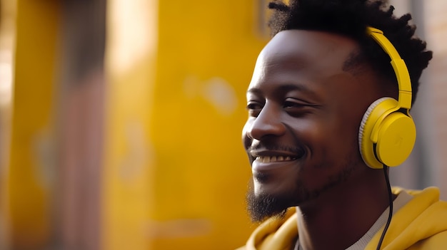 A man with a yellow hoodie smiles at the camera.