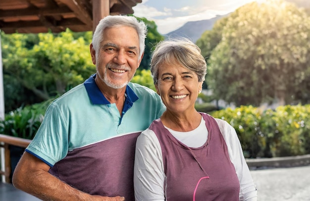 A man and a woman are smiling for the camera They are both wearing blue and white clothing