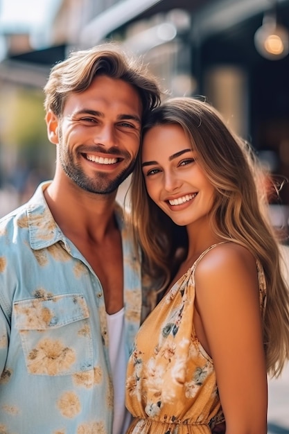 A man and a woman are smiling and smiling.