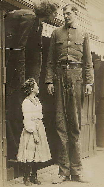 a man and a woman are standing in front of a window with a man in a uniform