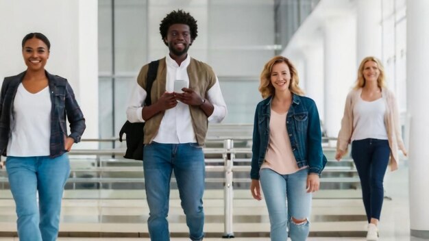 a man and a woman are walking down the street