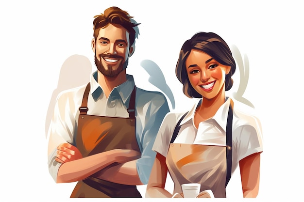 Man and woman barista vector