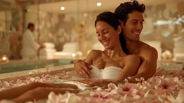 Photo man and woman in bathtub