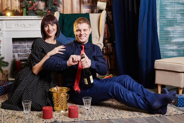 Man and woman celebrating Christmas