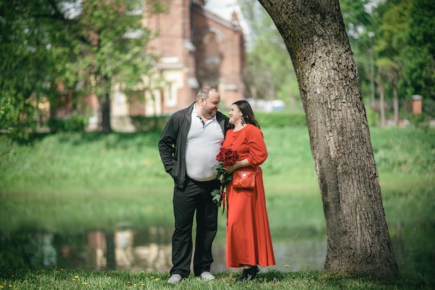 A man and a woman couple in the park