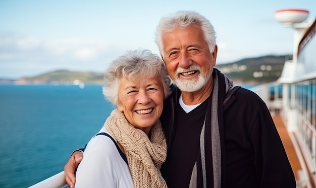 A man and a woman on a cruise ship