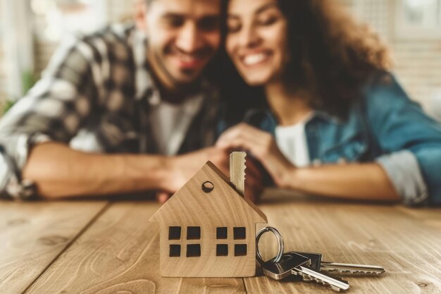 Photo man and woman dream of buying new house