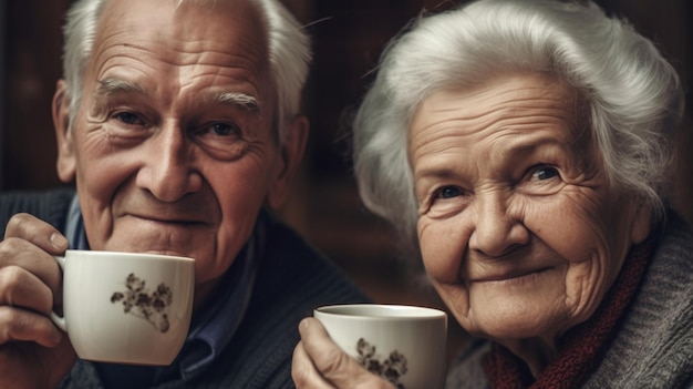 A man and a woman drinking tea