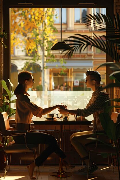 Man and Woman Figurines Sitting at Table