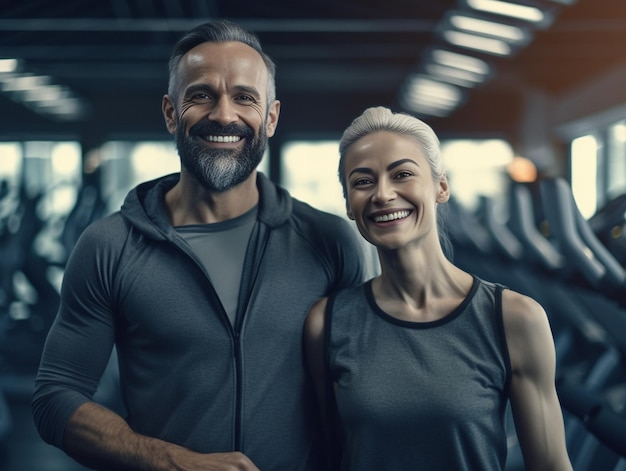 Man and woman at the gym Generative AI