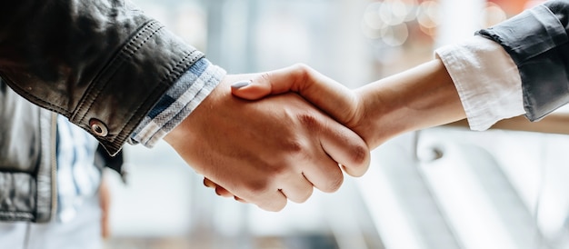 Man and woman hand shaking