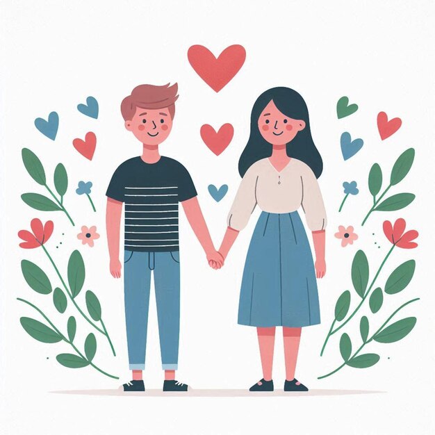Photo a man and a woman holding hands with hearts and a girl holding hands