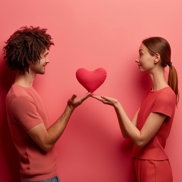 Man and Woman Holding Heartshaped Object