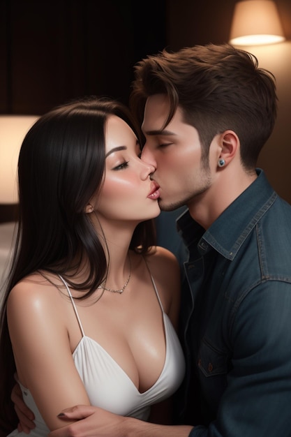 a man and woman kiss in front of a lamp that says quot love quot