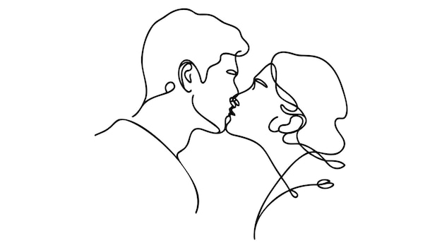 Photo man and woman line art sexy couple line kiss valentines day