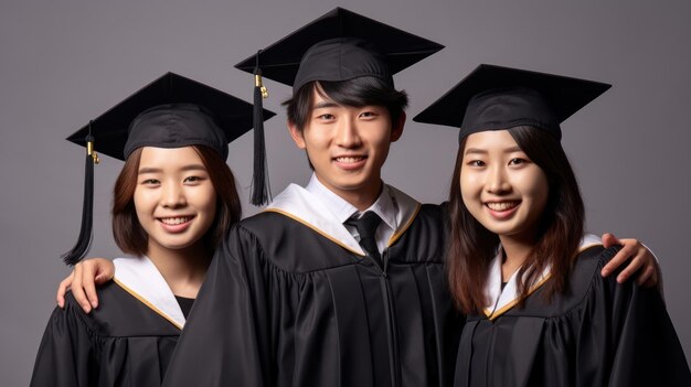 a man and a woman pose for a photo with their graduation cap on.