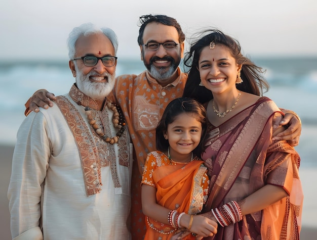 a man and woman pose for a picture with a girl