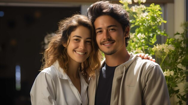 a man and a woman posing for a photo with the name quot on it