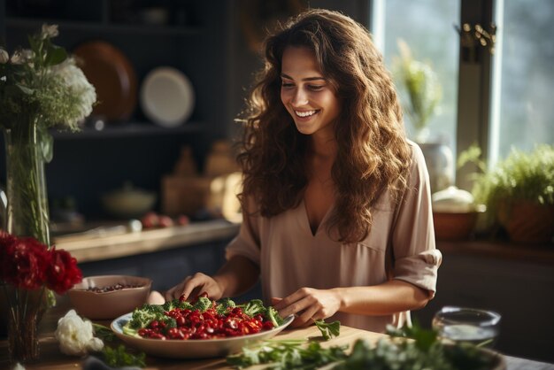 Photo man and woman prepare food