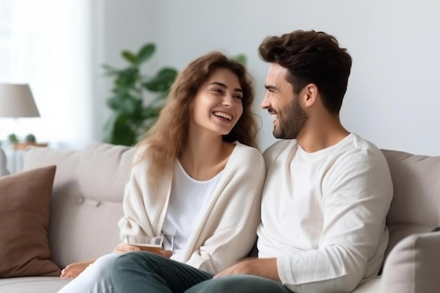 a man and a woman sitting on a couch