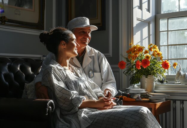 Man and Woman Sitting Together