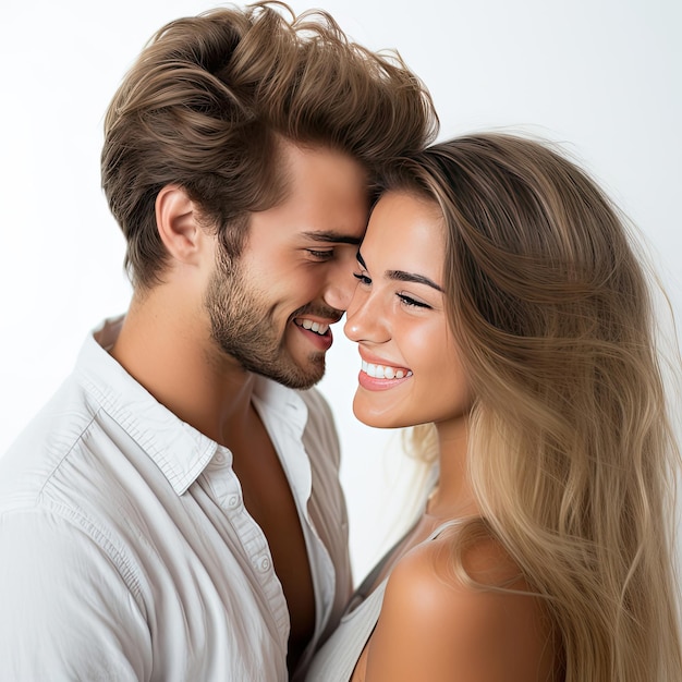 A man and a woman smiling at each other