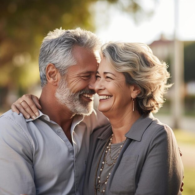 Photo a man and woman smiling and hugging each other