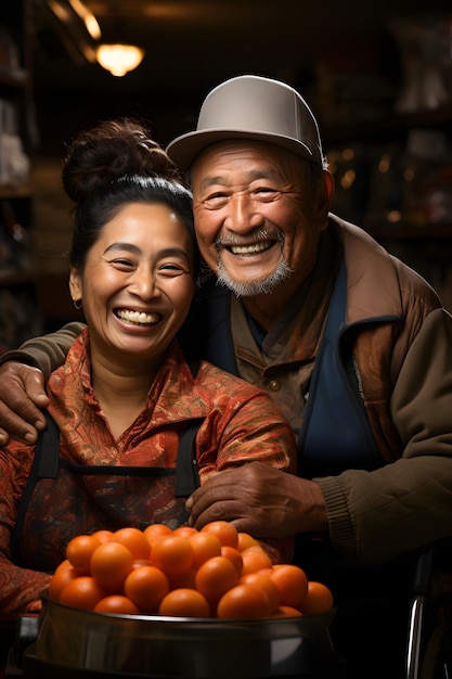 A man and a woman smiling and smiling for the camera.