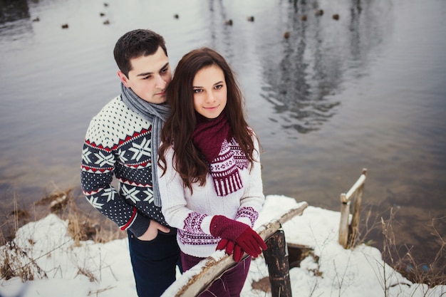 Man and woman standing alone