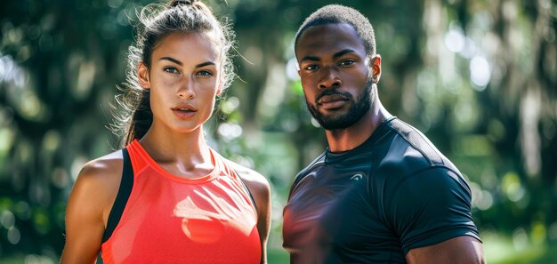 Man and Woman Standing Together Outdoors Generative AI