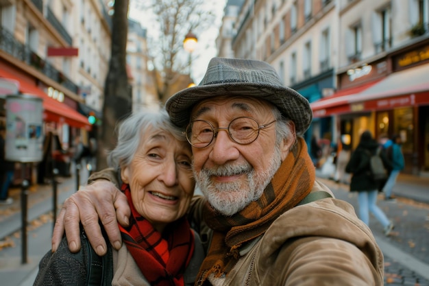 Man and Woman Standing Together on Street