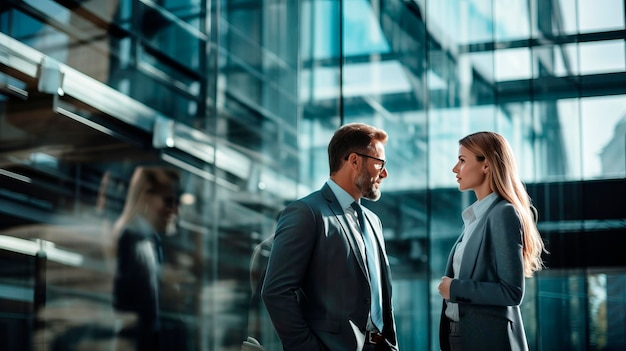 A man and a woman standing