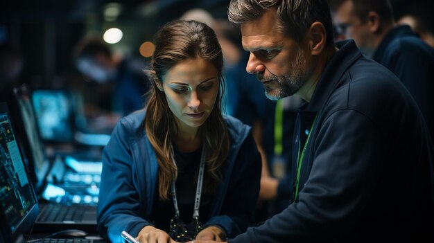 Man and Woman Studying Laptop