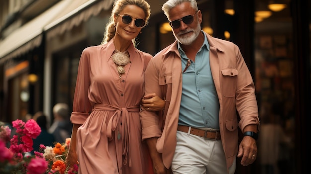 Foto uomo e donna che camminano per la strada della città