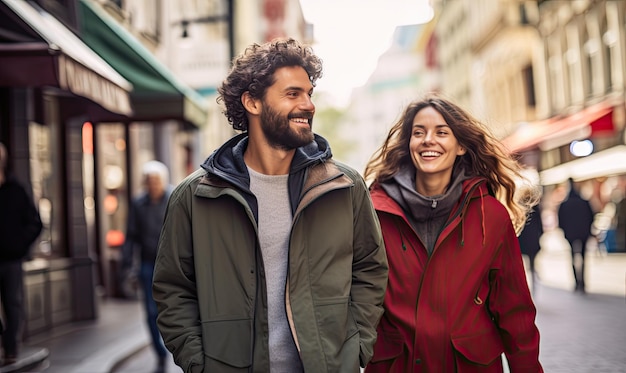 A man and a woman walking down a street in the rain