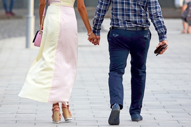 Man and woman walking together on the street