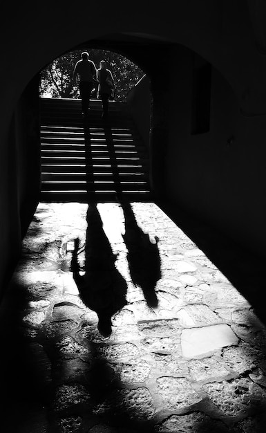 Man and woman walking