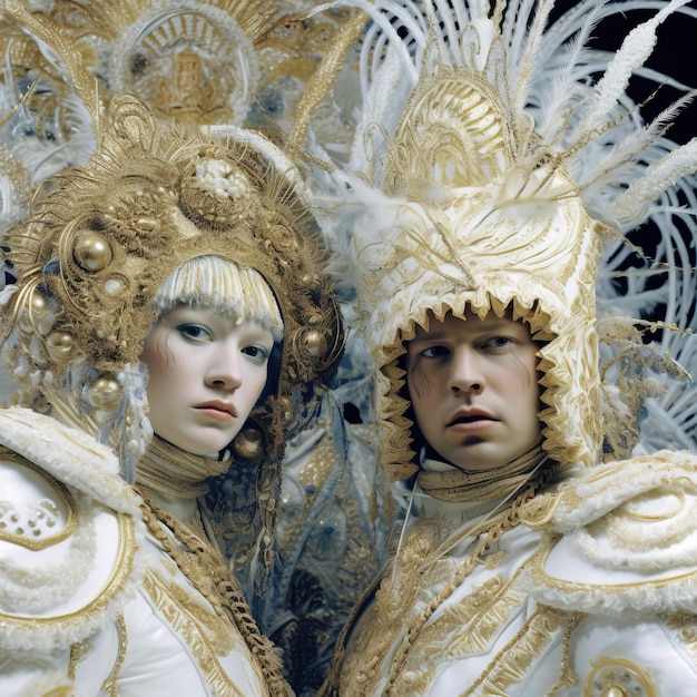 A man and woman wearing gold crown Generative AI Art