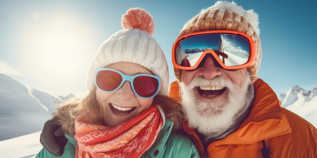 a man and a woman wearing ski goggles