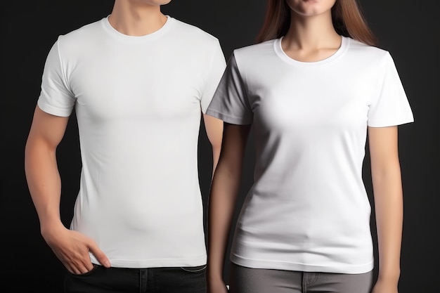 A man and a woman wearing white shirts generative AI