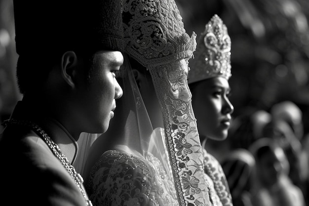 a man and a woman in wedding attire