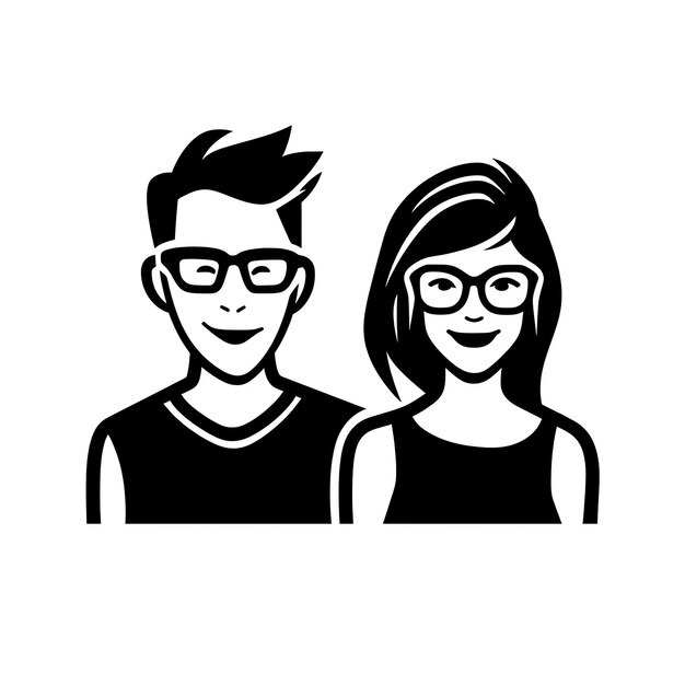 a man and woman with glasses