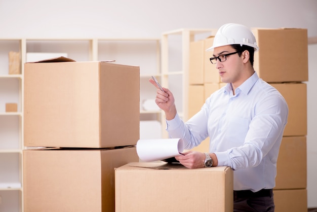 Man working in box delivery relocation service